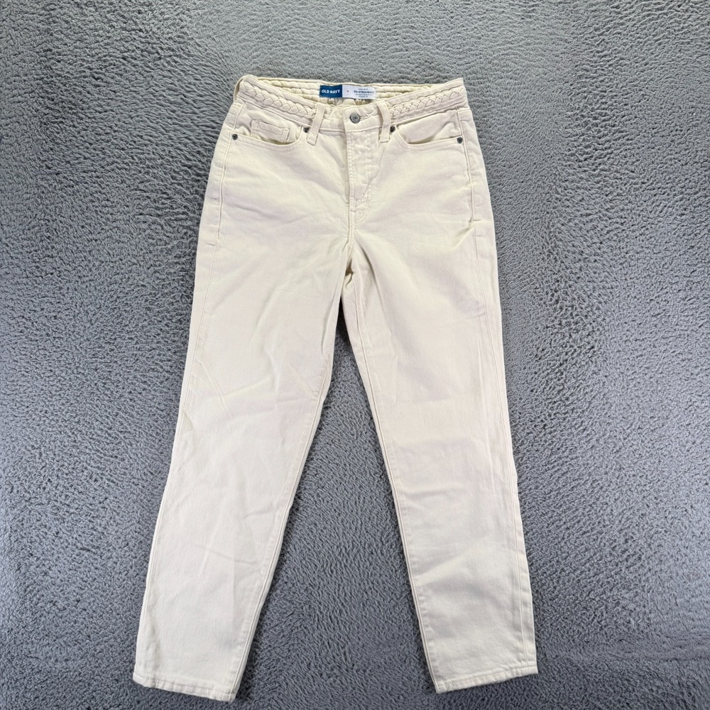 Old Navy OG Jeans Womens 4 Beige Cotton Denim Straight Leg Streetwear Stretch